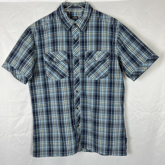 Kuhl Mens Shirt Short Sleeve Button Front Blue Plaid Men's Medium - Picture 10 of 10